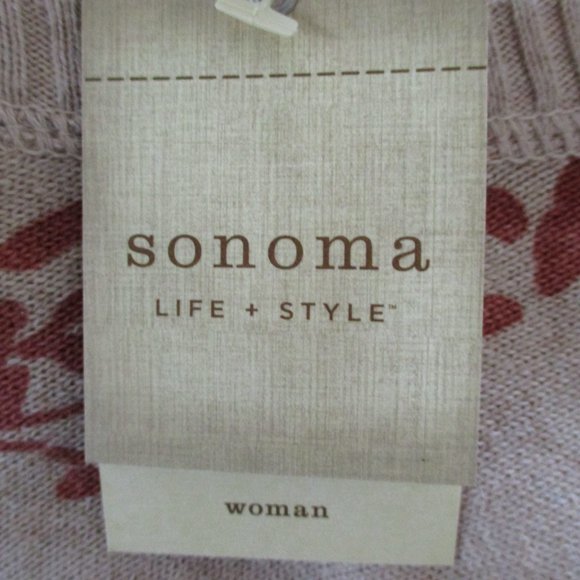 NWT! Sonoma Womens Plus Size Button Front Cardigan, Beige & Rust Floral, Size 3X - Picture 10 of 15